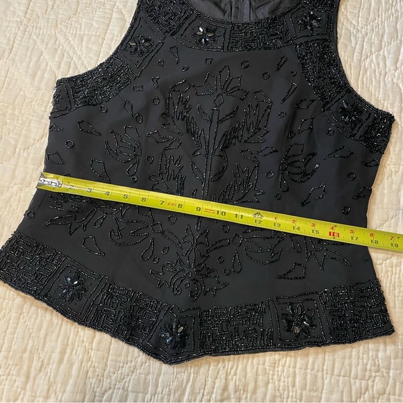 Vintage 90s y2k J Kara Sleeveless Black beaded Formal Top L - Picture 7 of 10